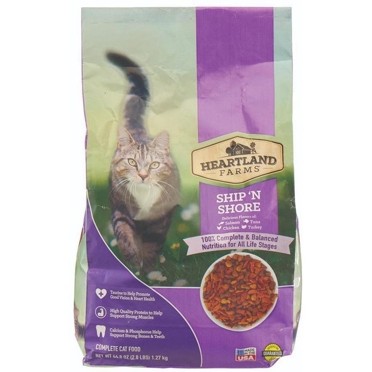 Save $1 on Heartland Farms Cat Food Ship 'N Shore or Seafood Medley 2.8lb or Kitten Food 2.4lb