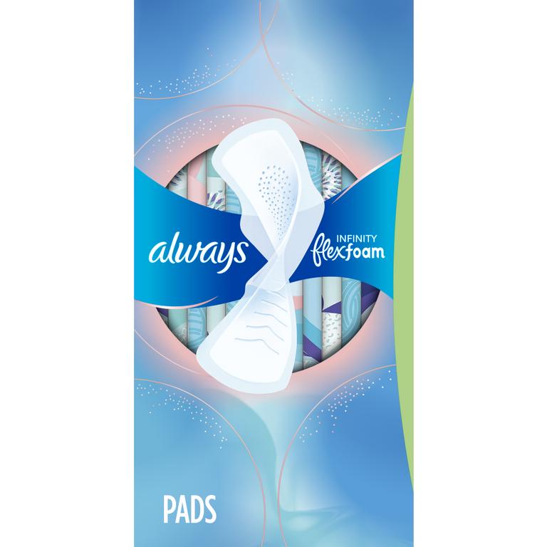 TWO Always Pads (18ct to 52ct), Always Liners (60ct to 162ct), or Always ZZZ (7ct)./