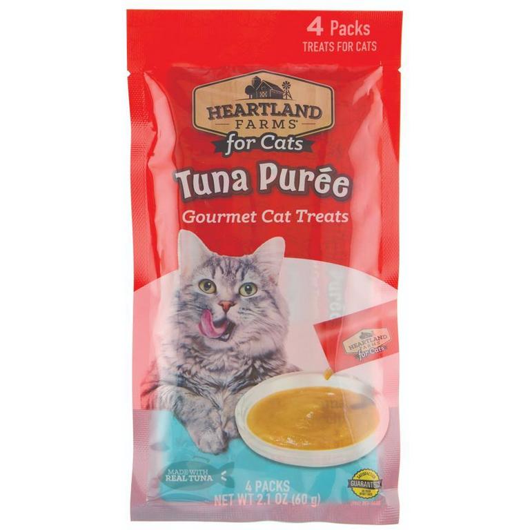 Save $0.25 on Heartland Farms Cat Treats Lickable Stew Tuna or Chicken 1.4oz or Puree Tuna or Chicken 4ct
