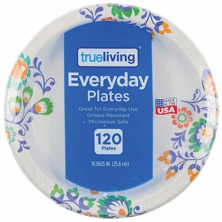 Save $1 on True Living Everyday Plates 10in/120ct, 8.5in/190ct, or Ultra Plates 10in/100ct