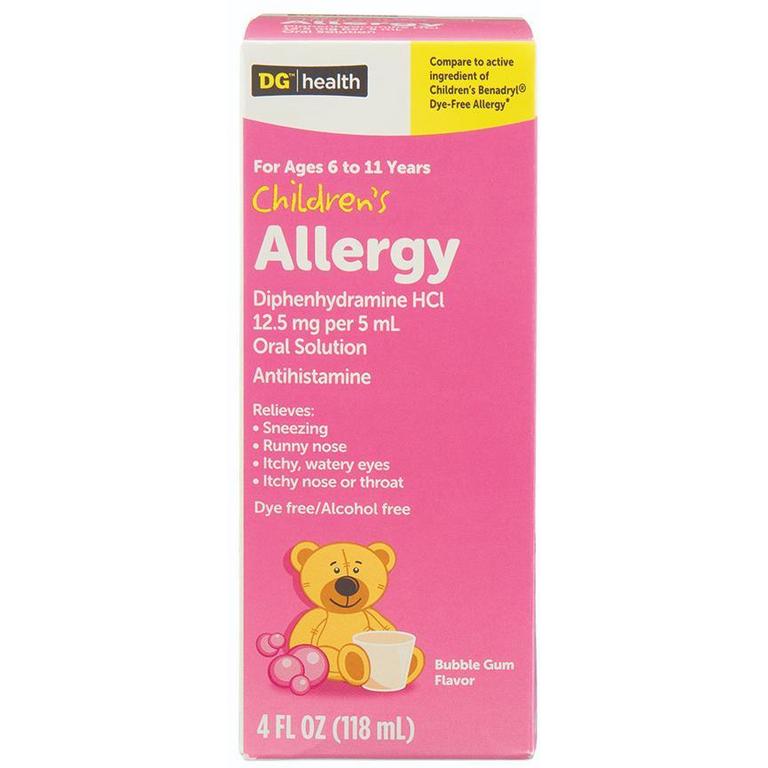 Save $1 on DG Health Children's Allergy Relief Chewable or Liquid FIlled Capsules 10ct or Allergy Relief Liquid 4oz