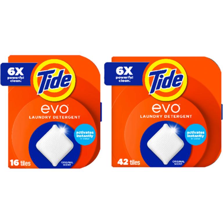 On ONE Tide evo Laundry Detergent $9.95-$19.95 SRP (excludes trial/travel size)/