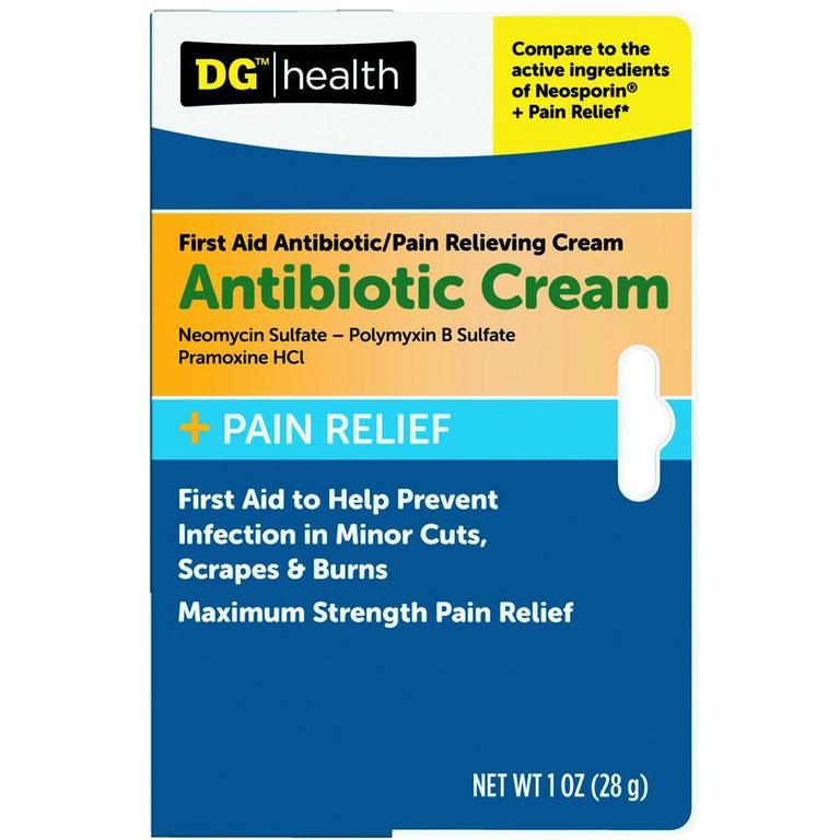 Save $0.50 on DG Health Antibiotic +Pain Relief Cream, Triple Antibiotic +Pain & Scar Relief or Triple Antibiotic +Pain Relief 1oz/