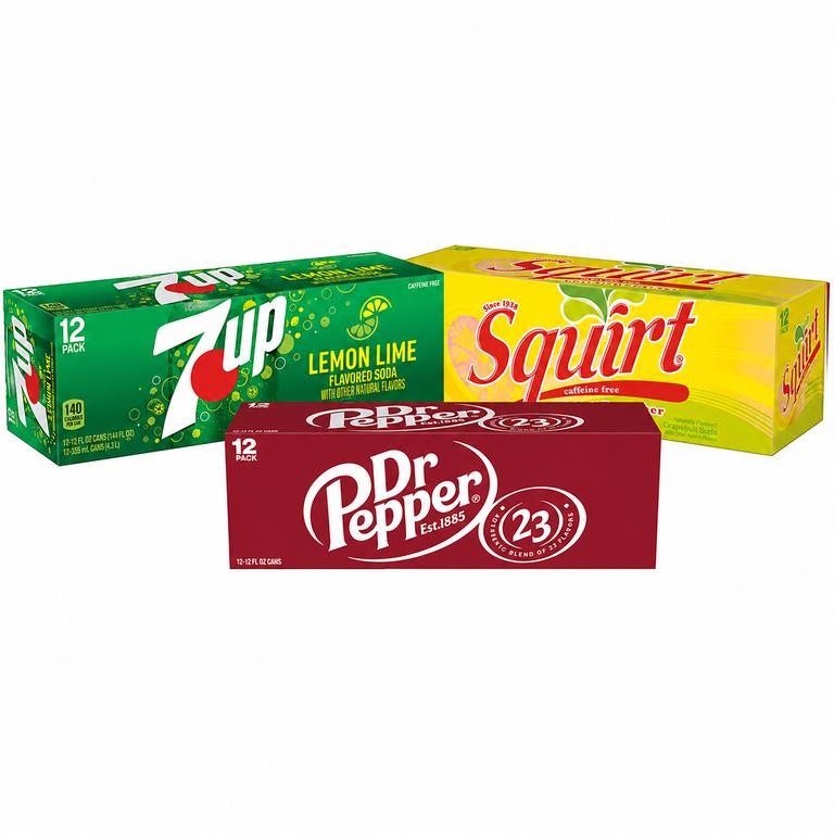 on THREE (3) 12-pack cans of Dr Pepper®, Canada Dry®, A&W®, 7UP®, Sunkist® Soda, or RC Cola® (any flavor*)/