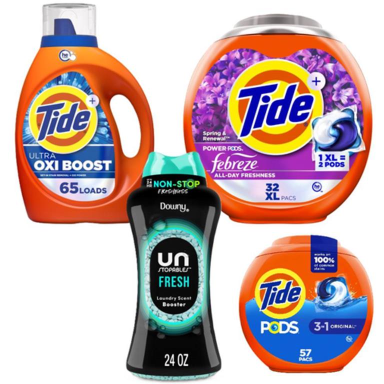 On ONE Tide® Pods 57 ct, Power PODS 32 ct, Liquid Laundry Detergent 65 Load/ 92 oz, or Downy® Beads 24 oz Assorted (excludes trial/travel size)