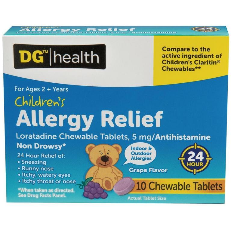 Save $1 on Any Dg Health Children's Lortadine Allergy Relief Liquid 4oz, or Chewable or Disintegrating Tablets 10ct/