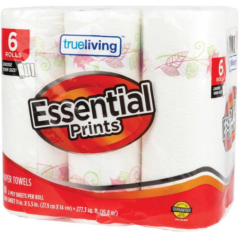 Save $0.25 on True Living Paper Towels Essentials 6 Rolls/