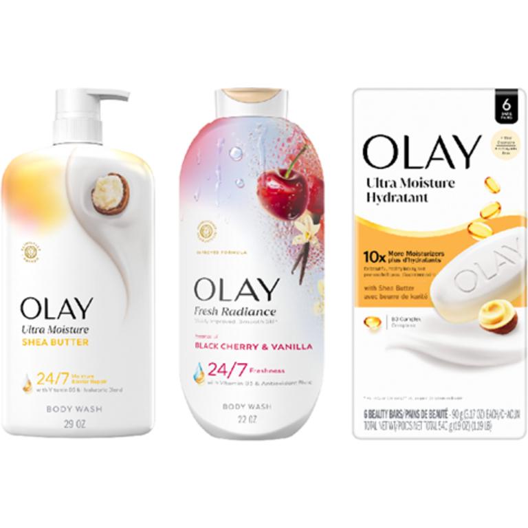 On ONE Olay® Body Wash 18-29 oz. or Bar Soap 6 ct. Assorted (excludes Super Serum 18.5 oz, Premium 20 oz, and trial/travel size)