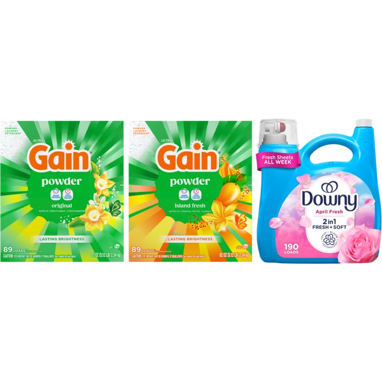 on ONE Downy® Liquid Fabric Softener 190 Load/140 oz., or Gain® Liquid Fabric Softener 190 Load/140 oz., Powder 89 Load/82 oz. Assorted. Reg. $12.95-$13.95