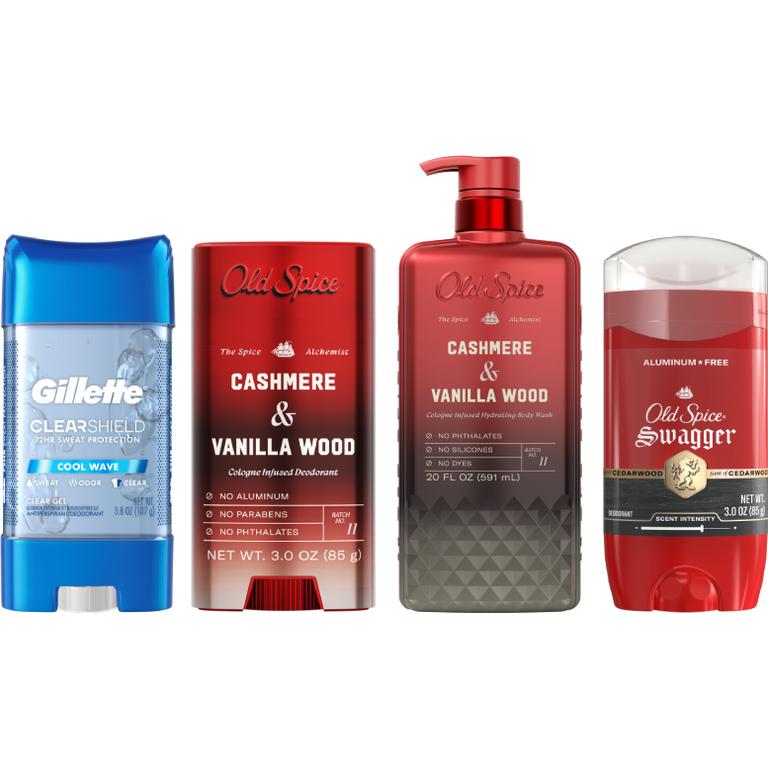 on Old Spice Deo, Body Wash and Gillette Deo/