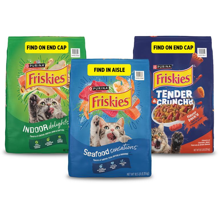 on ONE (1) 18.5 lb bag of Friskies® Dry Cat Food/