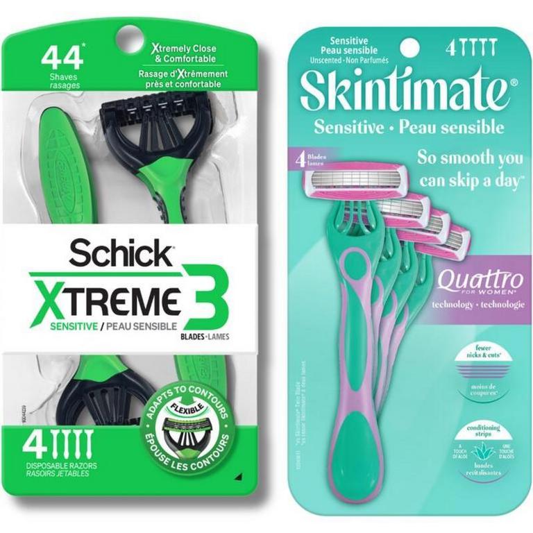on ONE (1) Schick® Xtreme®, Schick Hydro® or Skintimate® Disposable Razor Pack (excludes Xtreme® & Skintimate® 1 & 2 ct., Skintimate Twin 8ct)