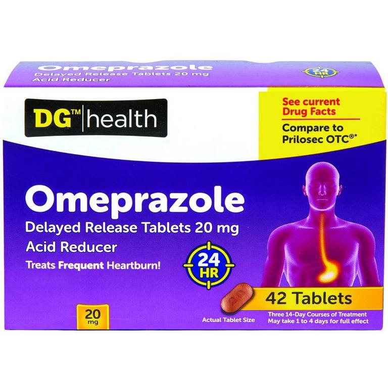 Save $4 on DG Health Omeprazole Tablets Regular, Orally Disintegrating, Mint or Wildberry 42ct/