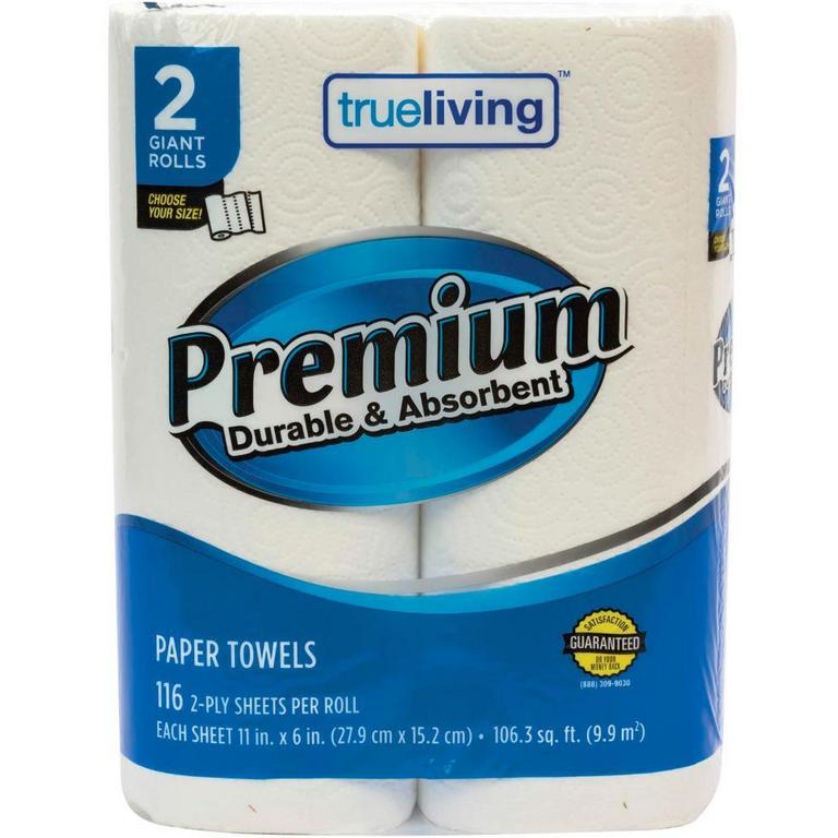 Save $0.50 on True Livign Paper Towels Premium 2 Giant Rolls or Ultra 2 Single Plus Rolls or Bath Tissue 1000 Sheets 4 Rolls or PRemium 4 Mega ROlls