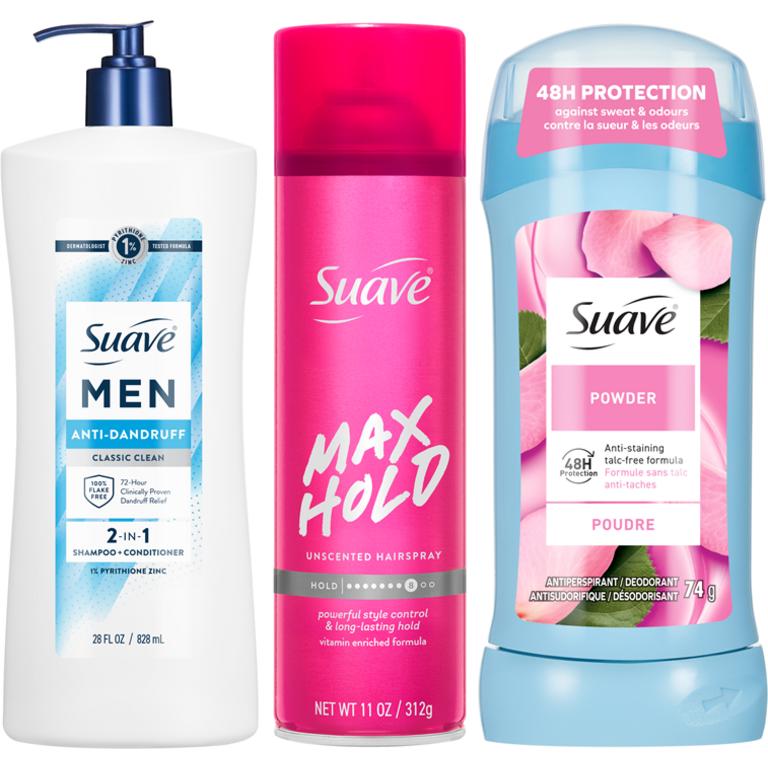 off ONE (1) Suave product ($3 - $8.50) Excludes: Suave Body Wash, Suave Hair Essentials, Suave Baby products, Suave Liquid Handwash, Suave 1.2 oz Deodorants, Suave Hair Essentials twin packs, and Suave trial & travel./