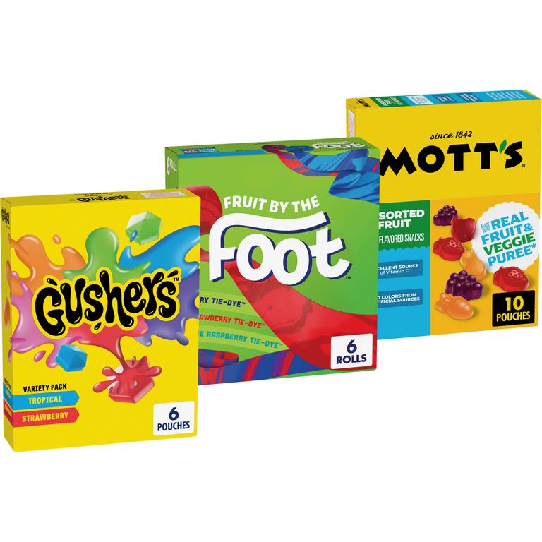 When you buy TWO(2) BOXES any flavor/variety 6 COUNT OR LARGER Betty Crocker™ Fruit Shapes, Fruit by the Foot™, Gushers™, Fruit Roll-Ups™ Fruit Flavored Snacks OR Mott’s® Fruit Flavored Snacks