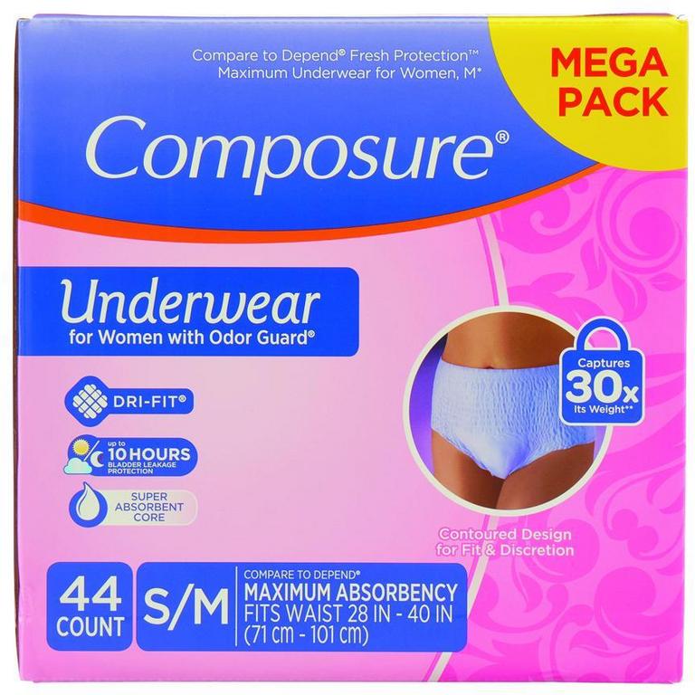 Save $5 on Composure Protective Underwear Women's S/M-XXL Counts: 38-44 Assorted
