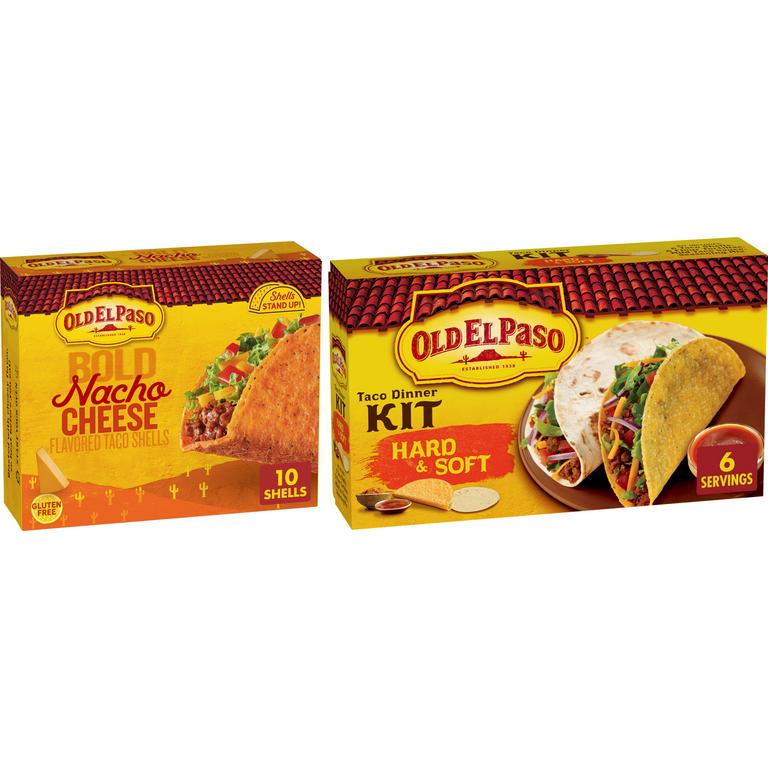 When you buy TWO(2) Old El Paso™ products listed: Hard Shells, Kits, Sauce, Tortillas, Pockets, Bowls, Beans, Rice, Chiles, Soup, Broth