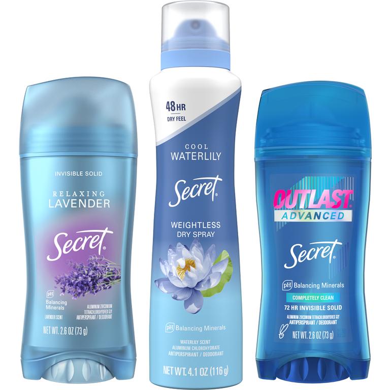 ONE Secret Fresh, Outlast, Aluminum Free, or Dry Spray Antiperspirant/Deodorant (excludes trial/travel size).