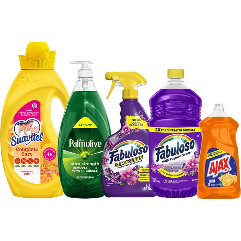 On any TWO (2) Palmolive Ultra (28-56oz), Ajax Ultra Dish Liquids (52oz or larger); Fabuloso Multi-Purpose Cleaners (33.8oz or larger, excluding twin packs), Fabuloso 3-in-1 Multi-Purpose Cleaner Sprays (25.3oz); Suavitel Liquid Fabric Conditioners (46oz or larger); or Murphy Oil Soap Wood Cleaners (32oz or larger)