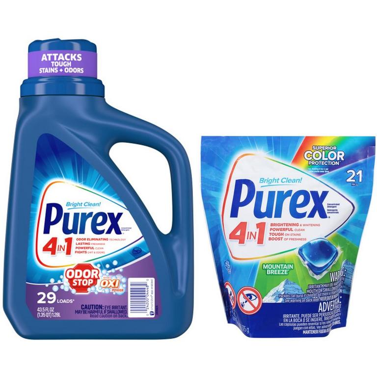 2 FOR $6 Purex Liquid (43.5oz), or Unit Dose (21ct)