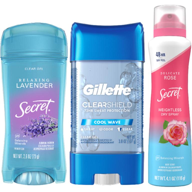 On ONE Secret® Fresh, Outlast, or Aluminum Free Deodorant or Dry Spray 1.6-5.2 oz. or Gillette® Gel Deodorant 2.85-7.6 oz. (excludes trial/travel size)