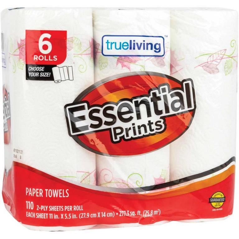 Save $0.50 on True Living Essentials Paper Towels 6 Rolls/