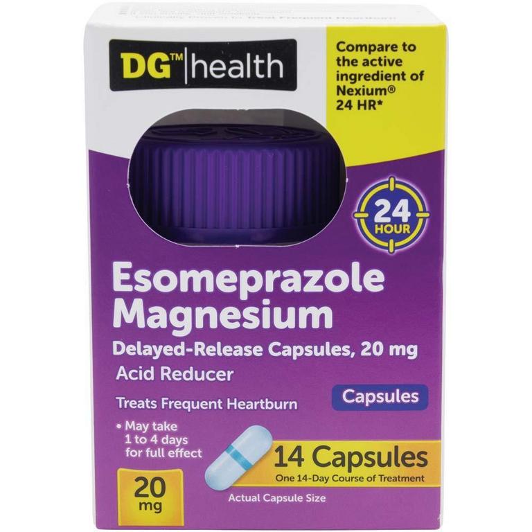 Save $2 on DG Health Esomeprazole Capsules, Mini Capsules or Mint Capsules 14ct/