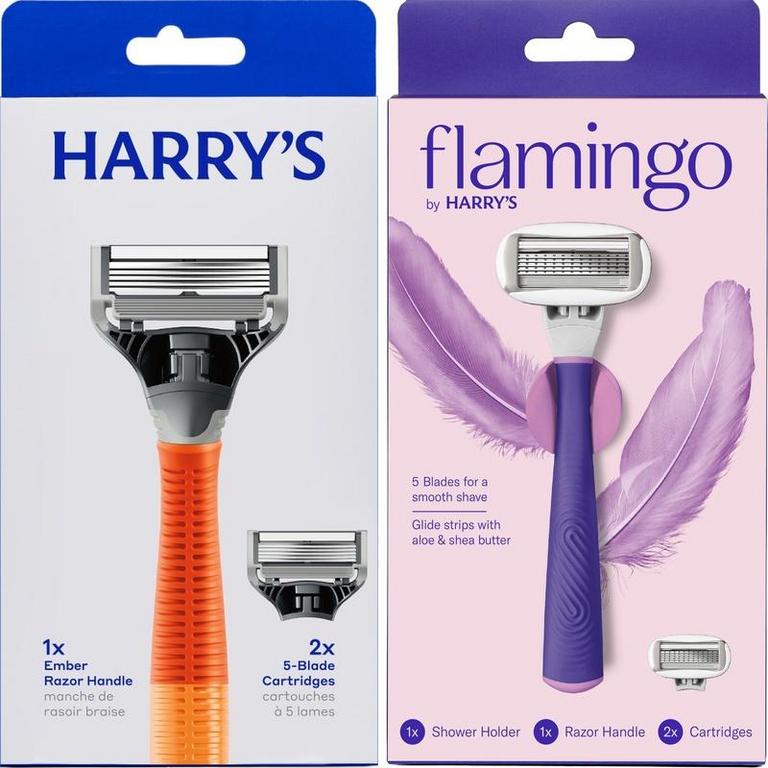 on any TWO (2) Harry's Orange Handle Item or Flamingo Lilac Razor Item