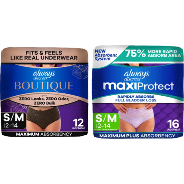 On TWO Always Discreet Underwear (excludes trial/travel size)