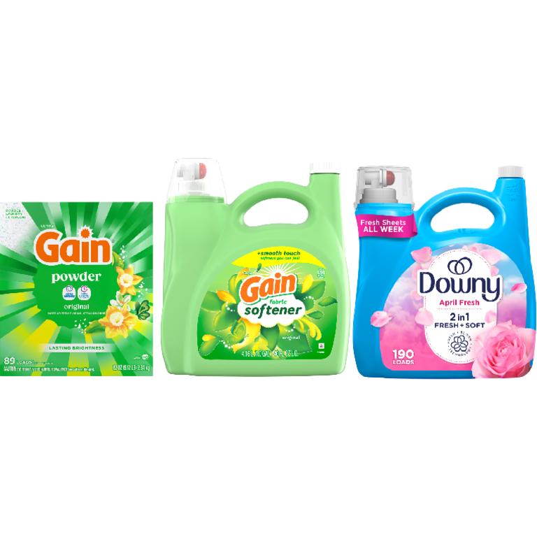on ONE Downy® Liquid Fabric Softener 190 Load/140 oz., or Gain® Liquid Fabric Softener 190 Load/140 oz., Powder 89 Load/82 oz. Assorted. Reg. $12.95-$13.95