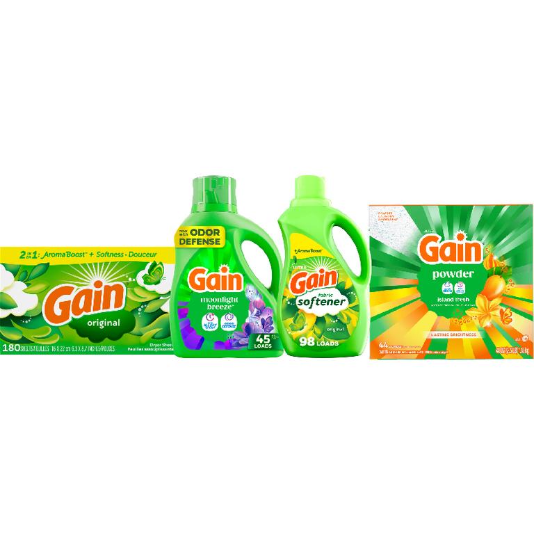 ONE Gain® Flings!™ 24 ct., Liquid Laundry Detergent 45 Load/60 oz., Liquid Fabric Softener 98 Load/72 oz., Sheets 180 ct., or Powder Detergent 44 Load/40 oz. Assorted