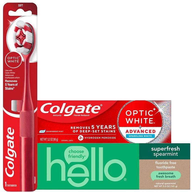 Colgate Optic White Advanced (3.2oz), Charcoal or Sensitivity Relief (3.8oz), hello Charcoal (4oz) or Super Fresh Toothpastes (5oz); or Colgate Optic White Manual Toothbrushes (1ct). Max Value: $6.35