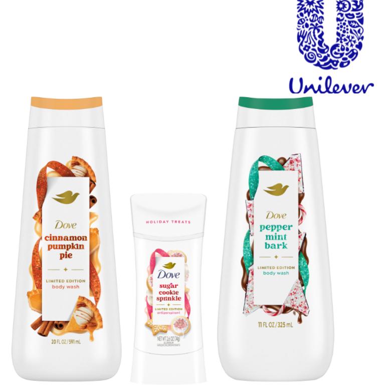 on TWO (2) Dove Holiday Body Wash or Deodorant Products. Excludes Trial and Travel Sizes./
