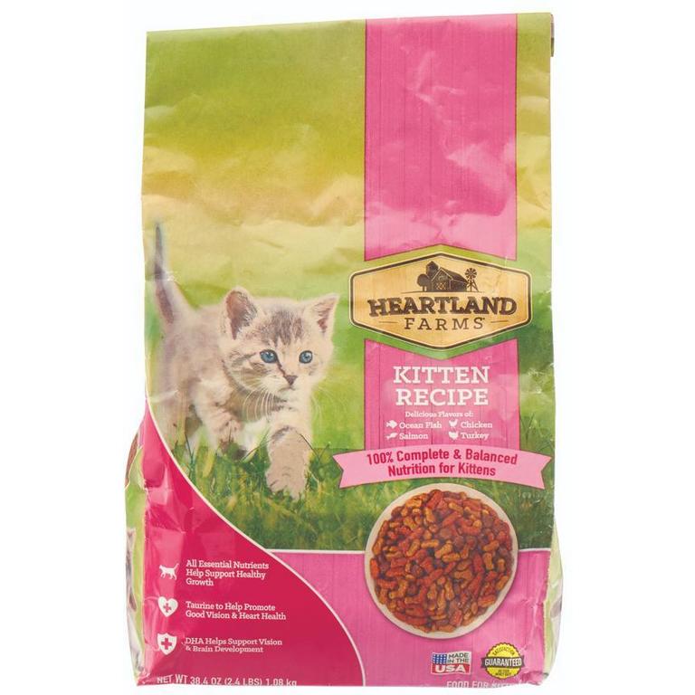 Save $0.50 on heartland Farms Cat Food ship 'N Shore or Seafood Medley 2.8lb or Kitten Food 2.4lb/