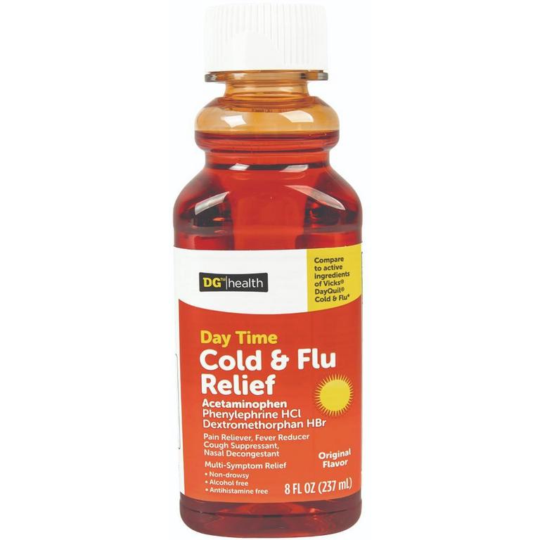 Save $0.50 on DG health cold & Flu Relief Day Time or Night Time 8oz, Night Time Relief Cherry 8oz or Immune Support 32ct/