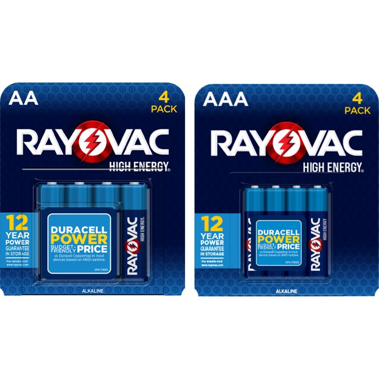 on ONE (1) Rayovac High Energy® AA or AAA Batteries (4 Pack)