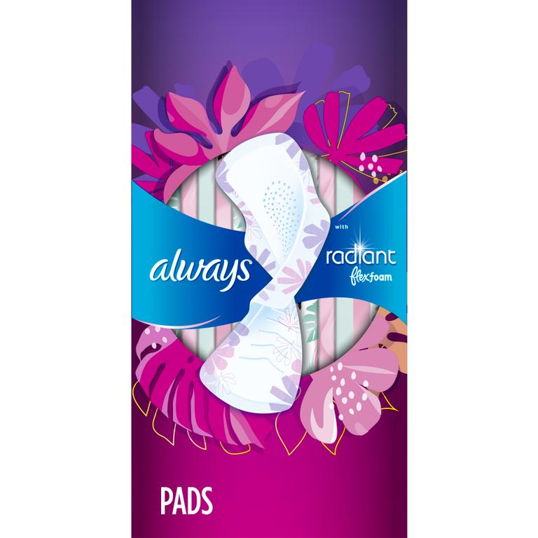 TWO Always Radiant, Infinity, Pocket or Pure Cotton Pads (18 ct or higher) (excludes Always Infinity Size 1 (18ct))./