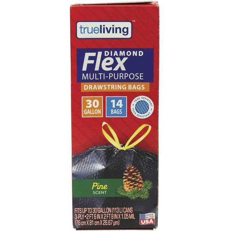 Save $0.50 on True Living Trash Bags 12g/21-23ct, 30g/14ct, or 39g/11ct/