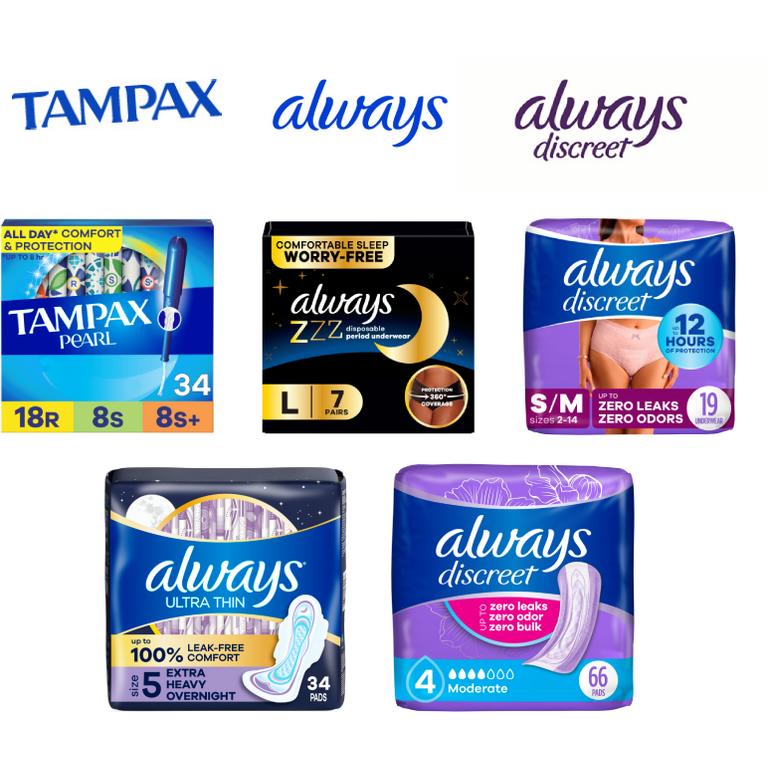 on your next purchase when you spend $25 on Tampax, Always, or Always Discreet/