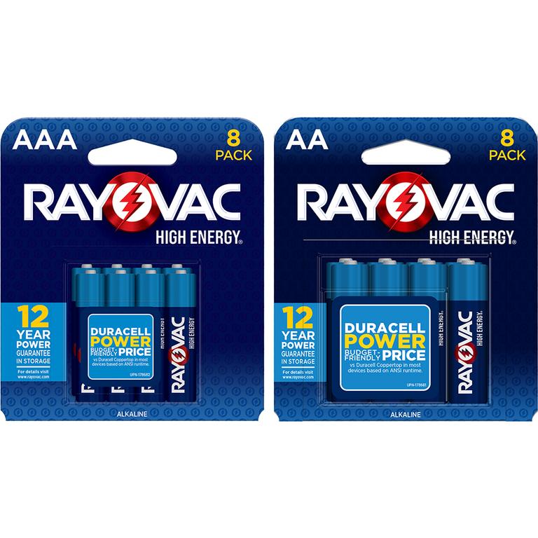 on ONE (1) Rayovac High Energy® AA or AAA Batteries (8 Pack)