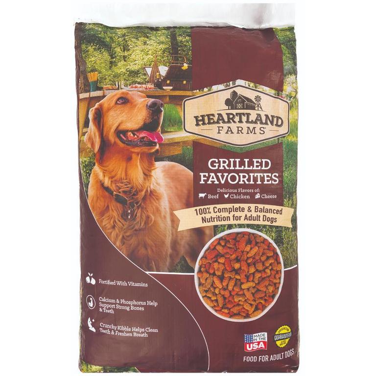 Save $1 on Heartland Farms Dog Food Grilled Favorites 13.25lb or Savory Gravy 14lb/