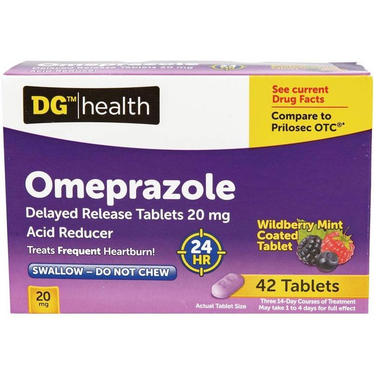 Save $3 on DG Health Omeprazole or Esomeprazole Tablets, Capsules or Mini Capsules 42ct/