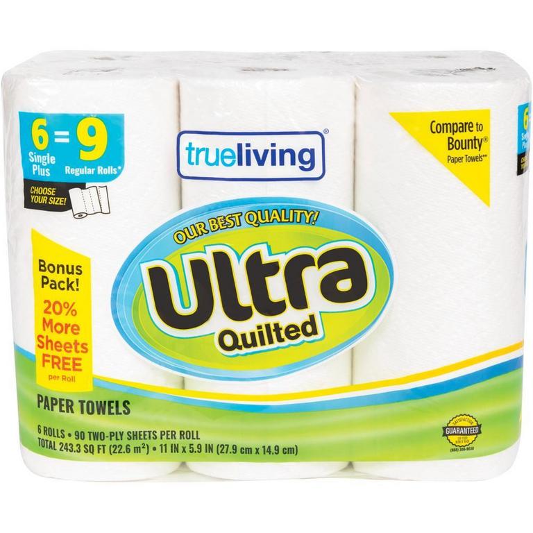 Save $1 on True Living Ultra Paper Towels 6 Big Rolls/