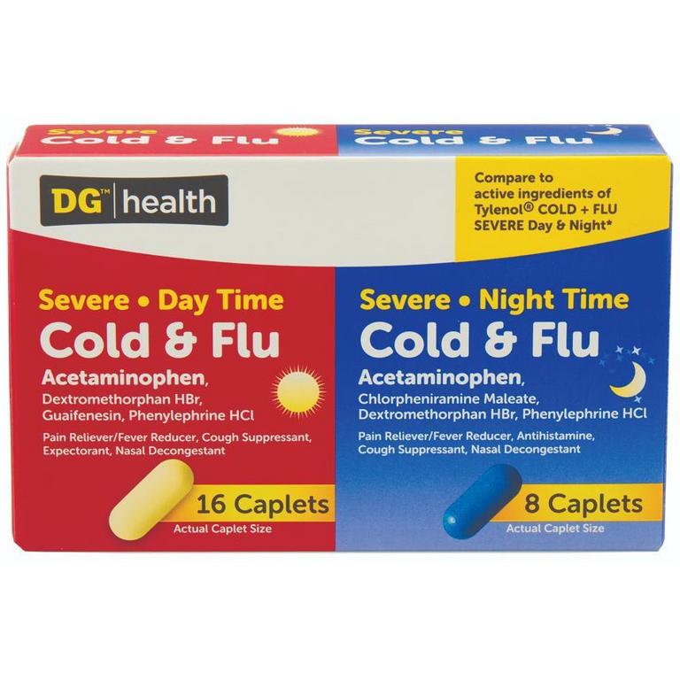 Save $1.50 on DG Health Cold & Flu Day Time/Night Time Combo Softgels 48ct, Children's or Adult Allergy Relief Nasal Spray 0.34oz or Adult Cough DM Liquid Orange 3oz/