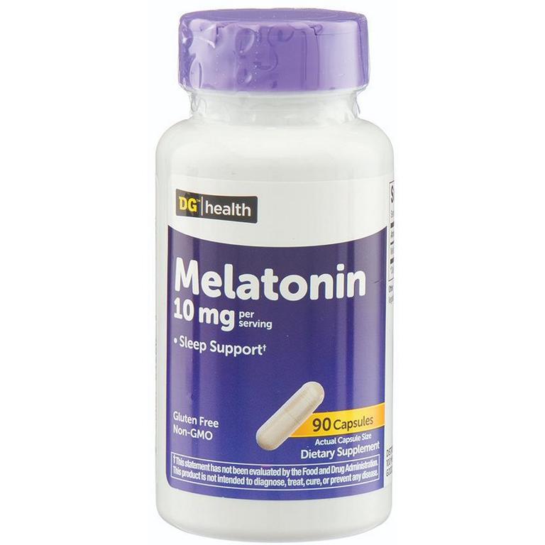 Save $1 on DG health Melatonin 1-12mg gummies, tablets, or capsules 30-120ct/